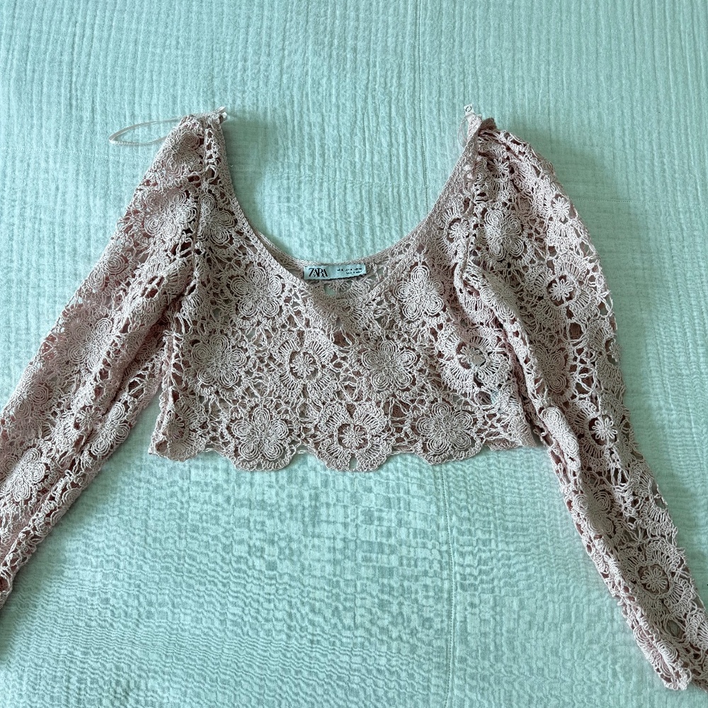 ZARA Pink Crochet Crop Top – Size S 🩷 - Picture 2 of 11